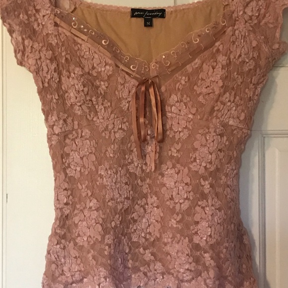 Ann Ferriday Pink Lace Top Y2K - Picture 2 of 4